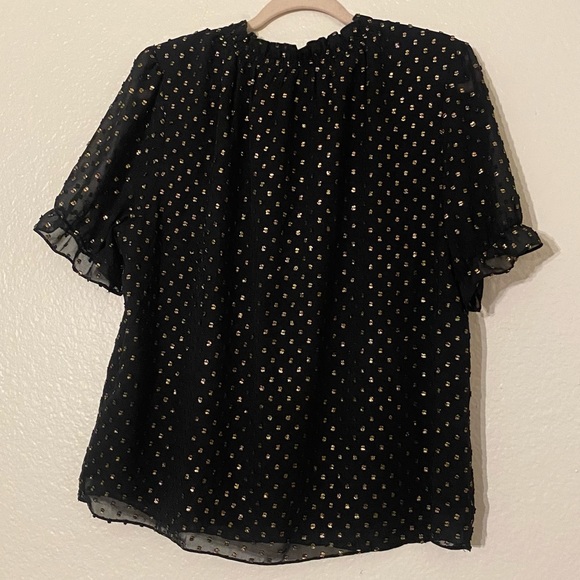 🦋J. Crew Ruffleneck top with foil clip dot with short sleeves - Picture 4 of 9